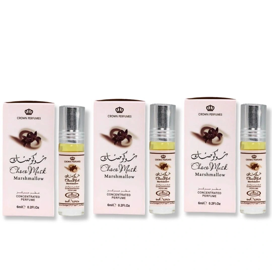 Al Rehab Choco Musk Marshmallow 6ml Roll-On Perfume Oil (3-Pack) | Alcohol-Free, Sweet & Fluffy Marshmallow Fragrance