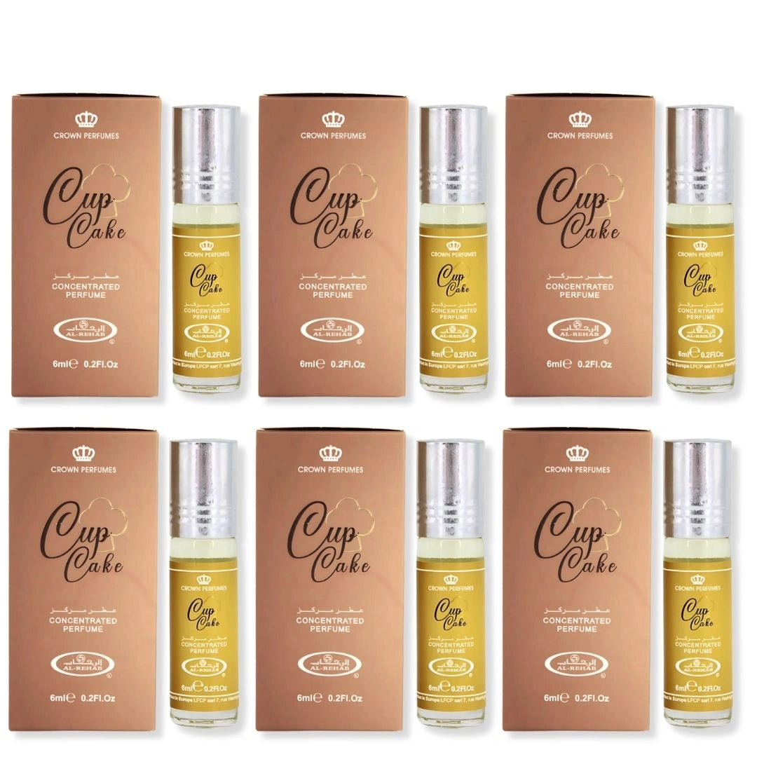 Al Rehab CupCake 6ml Roll-On Perfume Oil (6-Pack) | Alcohol-Free, Unisex Vanilla Cake & Frosting Scent