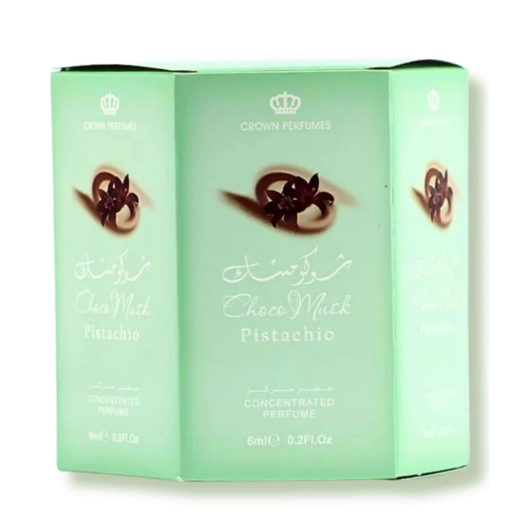 Al Rehab Choco Musk Pistachio 6ml Roll-On Perfume Oil (6-Pack) | Alcohol-Free Unisex Nutty Gourmand Perfume Oil