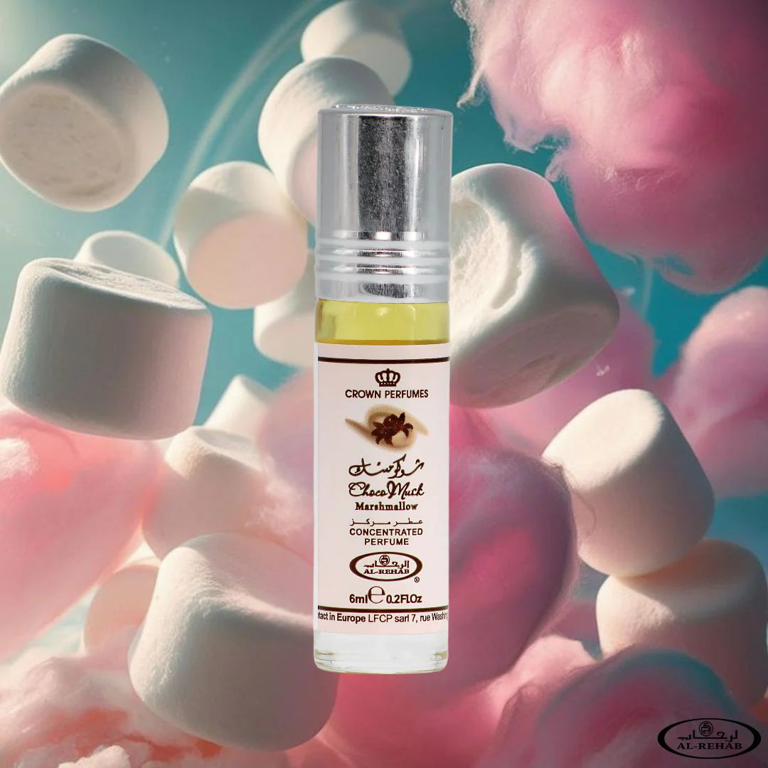 Al Rehab Choco Musk Marshmallow 6ml Roll-On Perfume Oil | Fluffy Sweet Sugar & Vanilla Scent | Alcohol-Free Unisex Perfume Oil