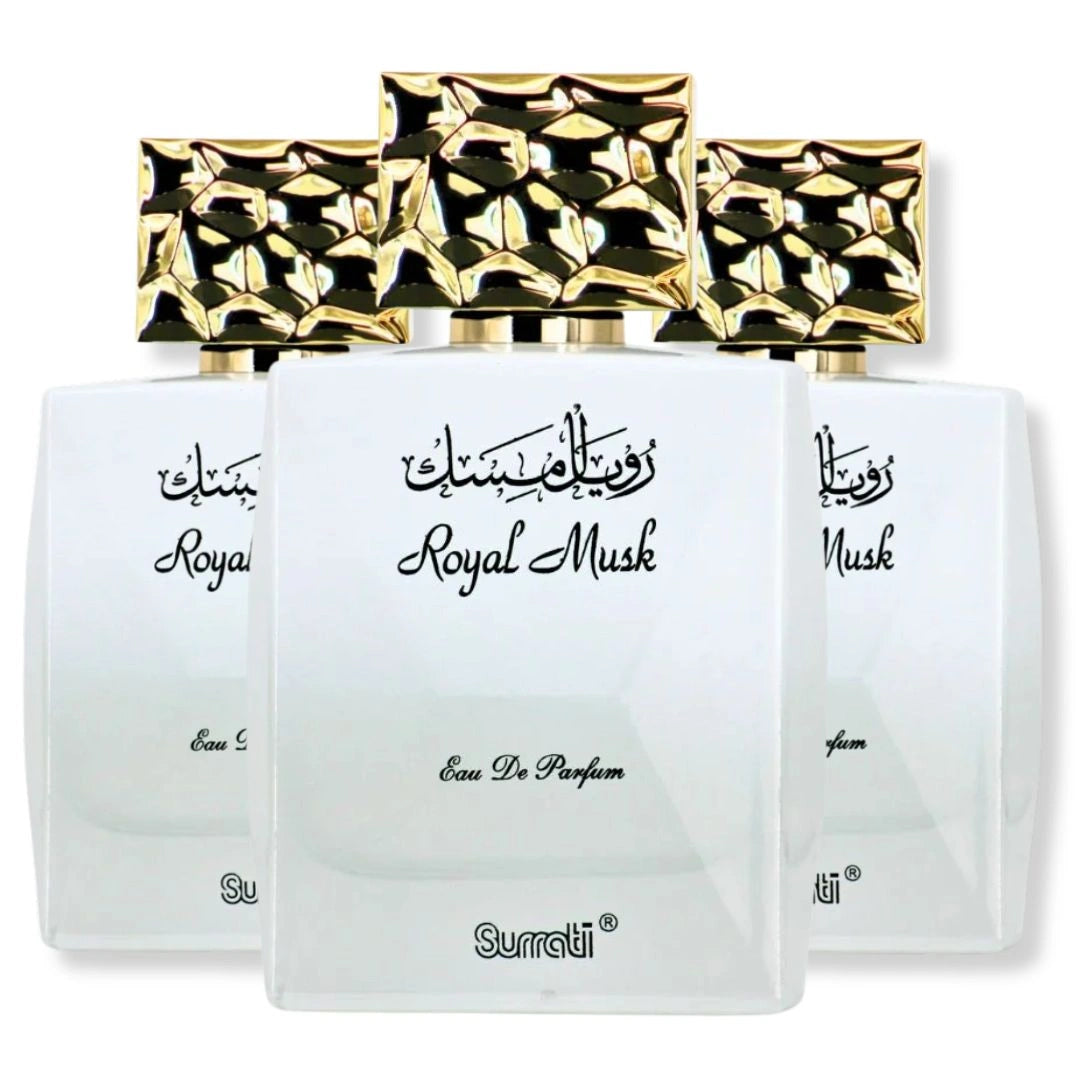 Royal Musk White Musk perfume pack of 3 by Surrati, luxury unisex Arabian eau de parfum with clean soft musky scent - Shopeezy