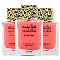 Thumbnail for Royal Musk Pomegranate Raspberry perfume pack of 3 by Surrati, luxury unisex eau de parfum bottles with gold caps, fruity musky Arabian fragrance - Shopeezy