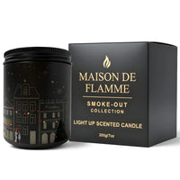 Thumbnail for Sandalwood light-up scentedcandle with premium holiday box packaging – Maison de Flamme Smoke-Out Collection, available at Shopeezy. Black Jar.