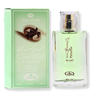 Thumbnail for Al Rehab Choco Musk Pistachio perfume set with original green box, 50ml eau de parfum spray - Shopeezy