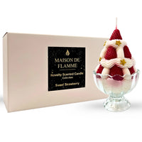 Thumbnail for Novelty Strawberry Ice Cream candle displayed beside its gift box on a clean white background, available at Shopeezy.