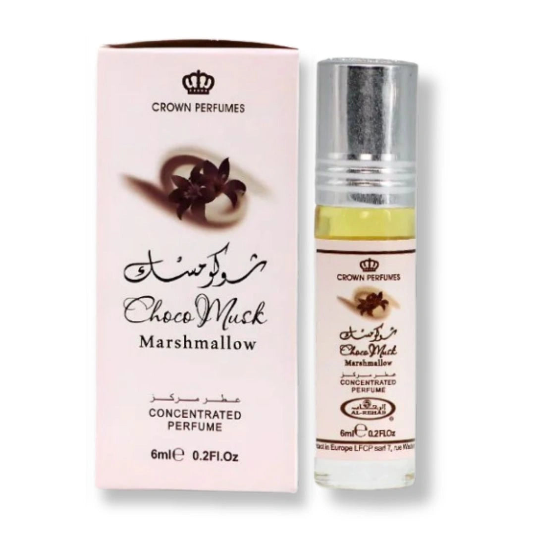 Al Rehab Choco Musk Marshmallow 6ml Roll-On Perfume Oil | Fluffy Sweet Sugar & Vanilla Scent | Alcohol-Free Unisex Perfume Oil