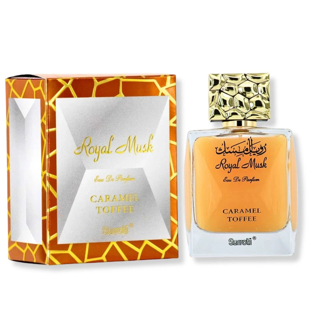Royal Musk Caramel Toffee eau de parfum by Surrati with luxury gift box, premium Arabian unisex perfume - Shopeezy