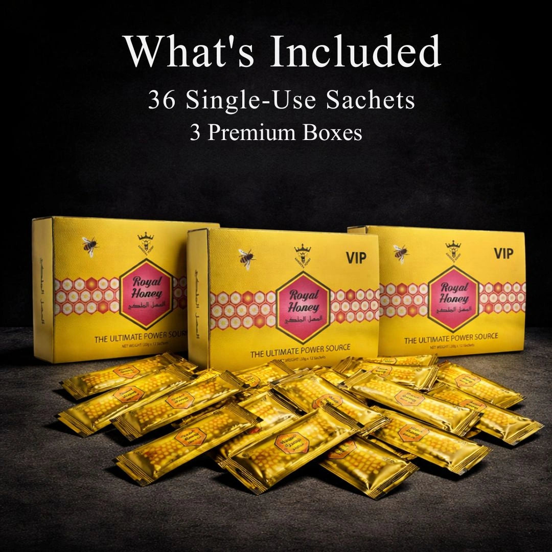 Royal VIP Honey 36 sachets included 3 premium boxes single use honey packs for men - Shopeezy