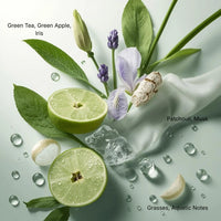 Thumbnail for Royal Musk Patchouli Apple fragrance notes featuring green apple, patchouli and fresh botanicals, luxury perfume flatlay - Shopeezy