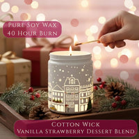 Thumbnail for Premium soy wax, cotton wick, 40-hour burn time shown on Vanilla & Strawberry light-up scented candle, available at Shopeezy.