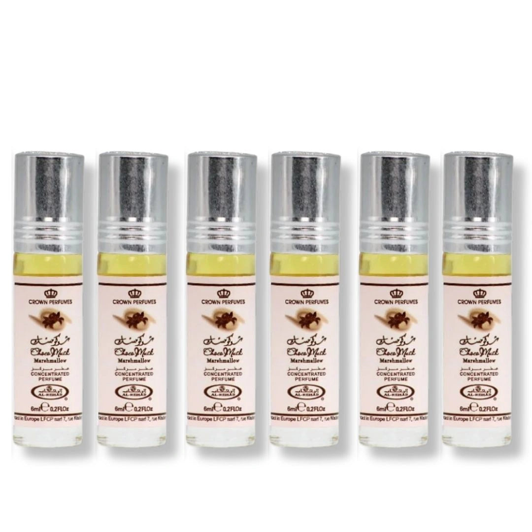 Al Rehab Choco Musk Marshmallow 6ml Roll-On Perfume Oil (6-Pack) | Alcohol-Free, Sweet & Fluffy Marshmallow Fragrance