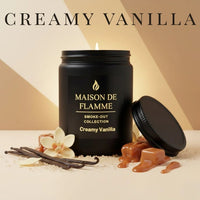 Thumbnail for Black Creamy Vanilla candle surrounded by vanilla pods, caramel swirl, and warm spices — creamy vanilla fragrance notes.