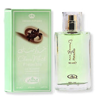 Thumbnail for Choco Musk Pistachio Eau de Parfum green bottle with packaging, sweet nutty gourmand fragrance with pistachio and creamy vanilla notes - Shopeezy