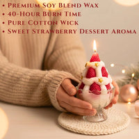 Thumbnail for Strawberry Ice Cream novelty candle placed beside a knitted beige sweater under warm ambient lighting, available at Shopeezy.