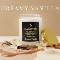 Thumbnail for White Creamy Vanilla candle surrounded by vanilla pods, whipped vanilla cream, and caramel drizzle — creamy vanilla fragrance notes.