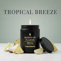 Thumbnail for Black Tropical Breeze candle with pineapple, lime, and tropical fruit imagery — fresh citrus tropical fragrance notes.