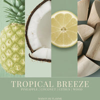 Thumbnail for Collage of pineapple, coconut, lemon, and wood with 'Tropical Breeze' text and 'Maison de Flamme' branding.