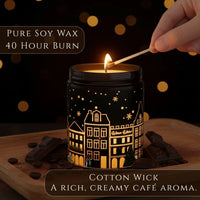 Thumbnail for Coffee Chocolate candle in a black jar with premium soy wax, cotton wick, and 40-hour burn time – rich creamy café aroma, available at Shopeezy.