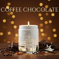 Thumbnail for Coffee Chocolate candle glowing with coffee beans, chocolate, and café props in a warm festive setting, available at Shopeezy.