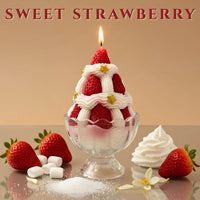 Thumbnail for Close-up of Strawberry Ice Cream candle with strawberries and whipped cream, marshmallow details arranged in a dessert aesthetic, available at Shopeezy.