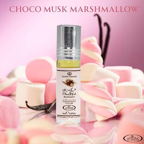 Al Rehab Choco Musk Marshmallow 6ml Roll-On Perfume Oil | Fluffy Sweet Sugar & Vanilla Scent | Long-Lasting Alcohol-Free Unisex Perfume Oil