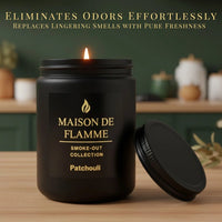 Thumbnail for Maison De Flamme Patchouli candle on cozy home décor — odor-eliminating earthy patchouli soy wax candle.