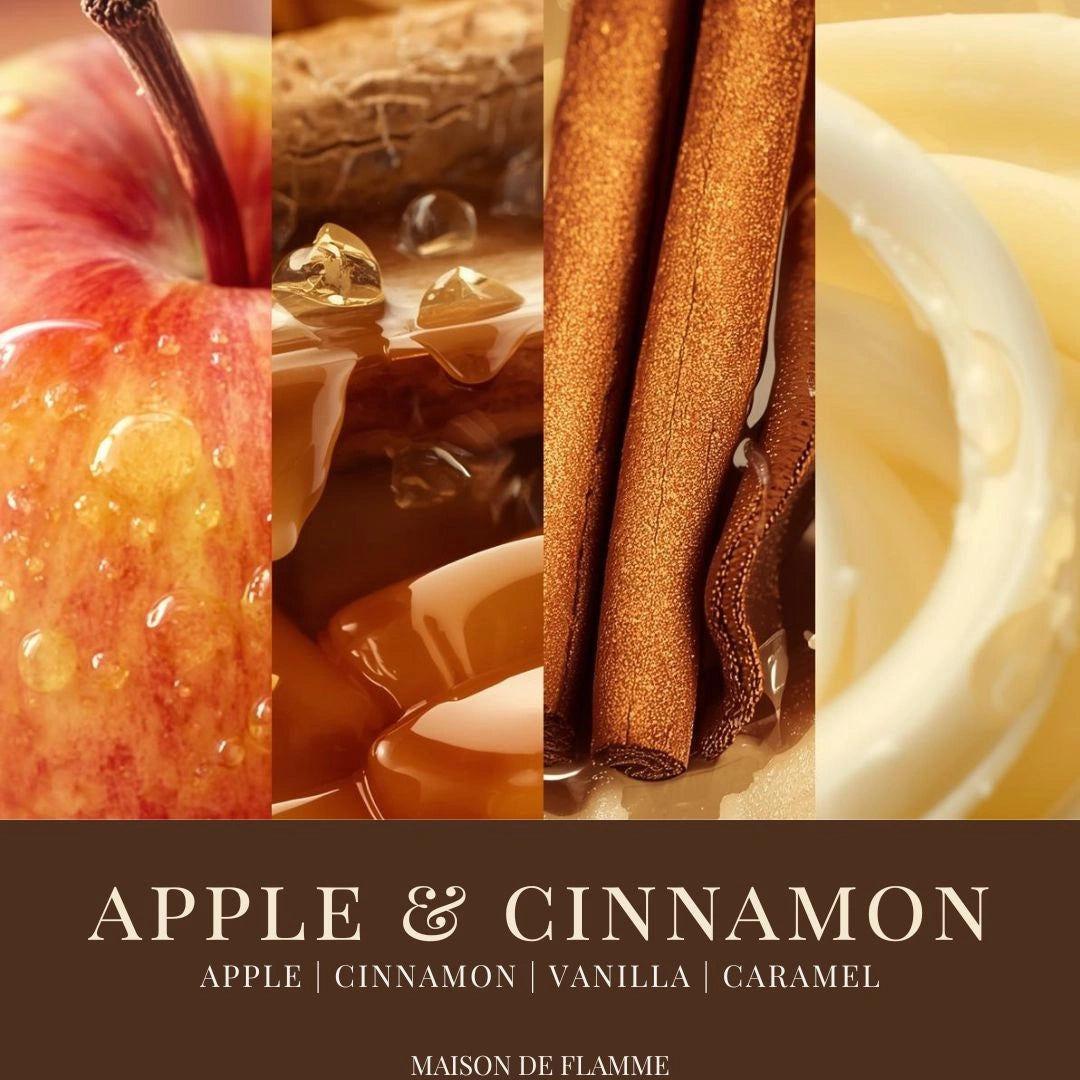 Apple & Cinnamon Maison De Flamme candle with apple slices and cinnamon sticks — warm autumn fragrance candle. - Shopeezy