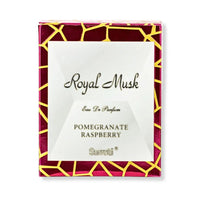 Thumbnail for Royal Musk Pomegranate Raspberry perfume box by Surrati, elegant Arabian fragrance packaging with gold and red design - Shopeezy