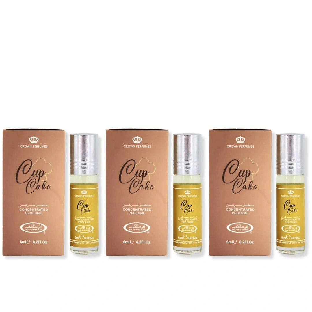 Al Rehab CupCake 6ml Roll-On Perfume Oil (3-Pack) | Alcohol-Free, Unisex Vanilla Cake & Frosting Scent