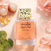 Thumbnail for Royal Musk Lychee Rose perfume bottle with soft florals and lychee tones, elegant fruity floral unisex fragrance  - Shopeezy