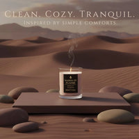 Thumbnail for Island Cotton candle in minimal desert-inspired scene with stones, clean cozy tranquil mood.