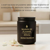 Thumbnail for Maison De Flamme Jasmine & Sandalwood candle on a cozy living-room setup — calming floral and warm sandalwood soy candle.