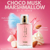 Thumbnail for Choco Musk Marshmallow perfume bottle surrounded by marshmallows and sugar accents, sweet creamy gourmand fragrance with vanilla and soft musk - Shopeezy
