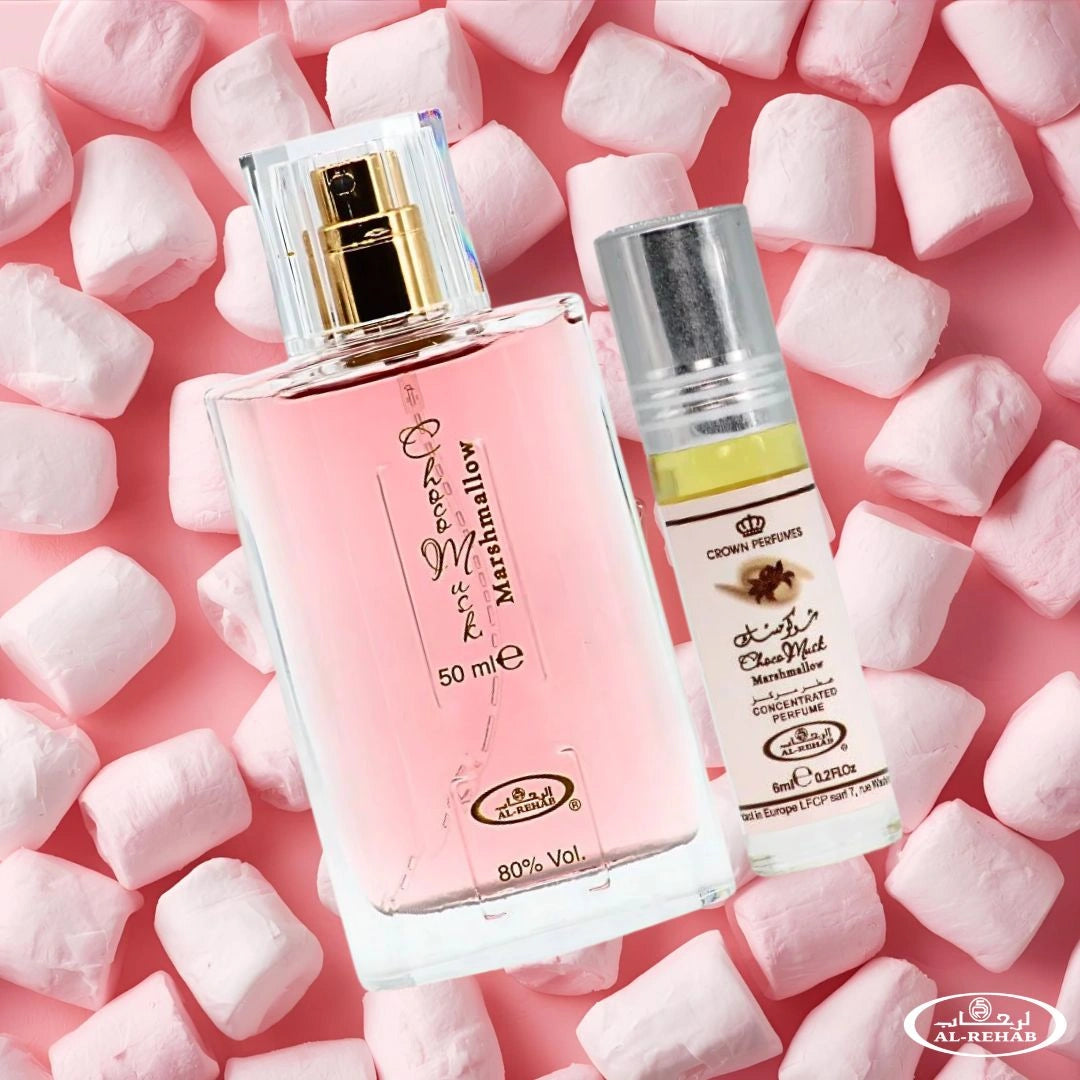 Al Rehab Choco Musk Marshmallow Eau de Parfum Spray 50ML & Perfume Oil 6ML | Marshmallow Dreams, Now in Spray & Oil (Bundle)