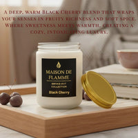 Thumbnail for White Black Cherry scented candle in a warm living room setup — sweet cherry aroma with cozy ambience.
