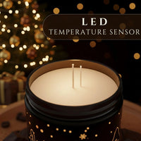 Thumbnail for Close-up of heat-activated LED temperature sensor inside the Coffee Chocolate light-up scented candle in a black jar, available at Shopeezy.