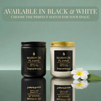 Thumbnail for Black and white versions of Maison De Flamme Tropical Breeze candles — luxury tropical citrus scented candles in two color options.