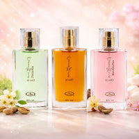 Thumbnail for Choco Musk perfume trio including pistachio, classic chocolate, and marshmallow scents displayed together, Arabian gourmand fragrance collection by Al-Rehab - Shopeezy