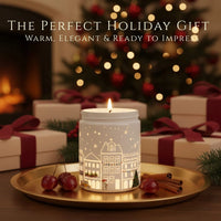Thumbnail for Black Cherry light-up candle displayed as the perfect holiday gift with glowing winter village design and Christmas décor, available at Shopeezy.
