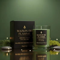 Thumbnail for Himalayan Moss candle with box in green studio setting with moss and soft lights, luxury home fragrance