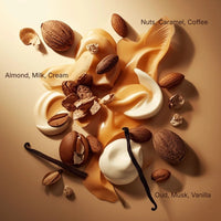 Thumbnail for Royal Musk Caramel Toffee fragrance notes featuring caramel, toffee and creamy gourmand accords, luxury perfume flatlay - Shopeezy