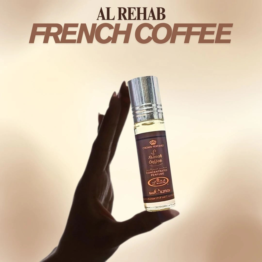 Al Rehab French Coffee Perfume Oil 6ml by Al Rehab | Alcohol-Free Coffee, Vanilla & Sweet Gourmand Fragrance