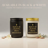 Thumbnail for Black and white versions of Maison De Flamme Jasmine & Sandalwood candles — luxury floral and sandalwood soy wax candles.