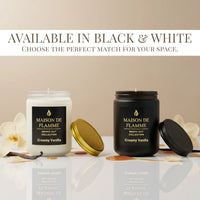 Thumbnail for Black and white versions of Maison De Flamme Creamy Vanilla candles — luxury vanilla scented candles in two color options. - Shopeezy