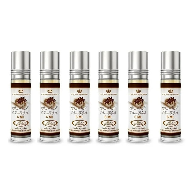 Al Rehab Choco Musk 6ml Roll-On Perfume Oil – Pack of 6 | Sweet Chocolate & Vanilla Musk Attar | Long-Lasting Alcohol-Free Unisex Fragrance