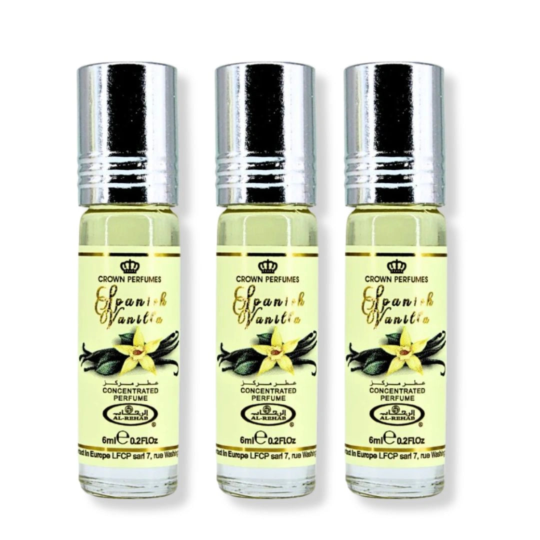Al Rehab Spanish Vanilla Perfume Oil 6ML (3-Pack) Bottle Image