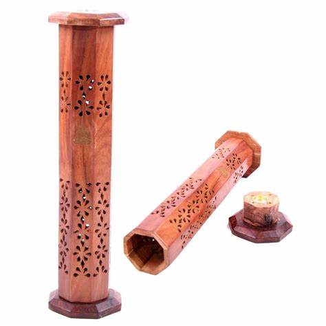 P Pure Wooden Tower Incense Holder – Elegant & Functional Design