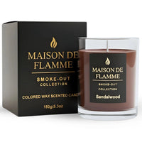 Thumbnail for Sandalwood scented candle with luxury black box by Maison De Flamme — premium colored wax candle.