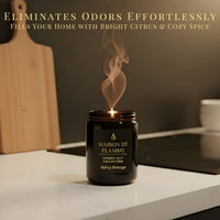 Thumbnail for Lifestyle kitchen scene featuring the black Spicy Orange candle — bright citrus-spice aroma for cozy home ambience.