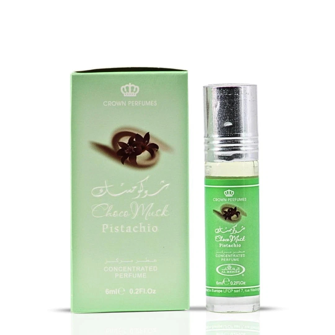 Al Rehab Choco Musk Pistachio 6ml Roll-On Perfume Oil | Nutty Vanilla Dessert Scent | Alcohol-Free Unisex Gourmand Perfume Oil